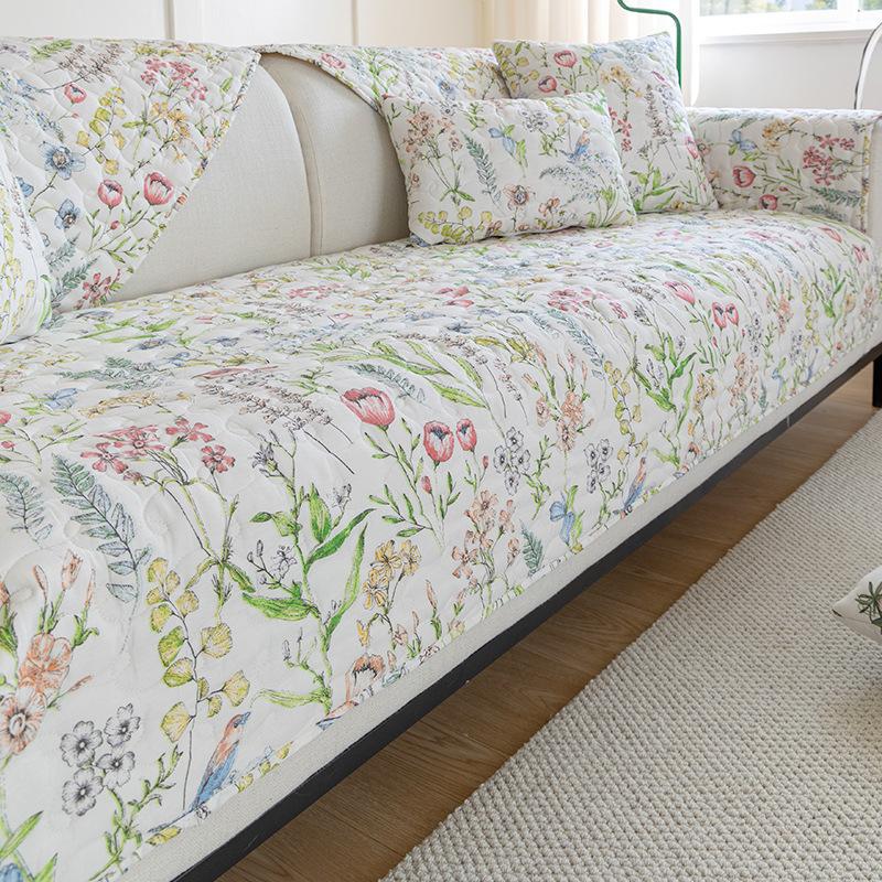 Sofa Cushion Small Floral Spring Style Non-slip Fashionable Fabric Seat Cushion Cover Towel Four Seasons Universal Cover Modern Simple