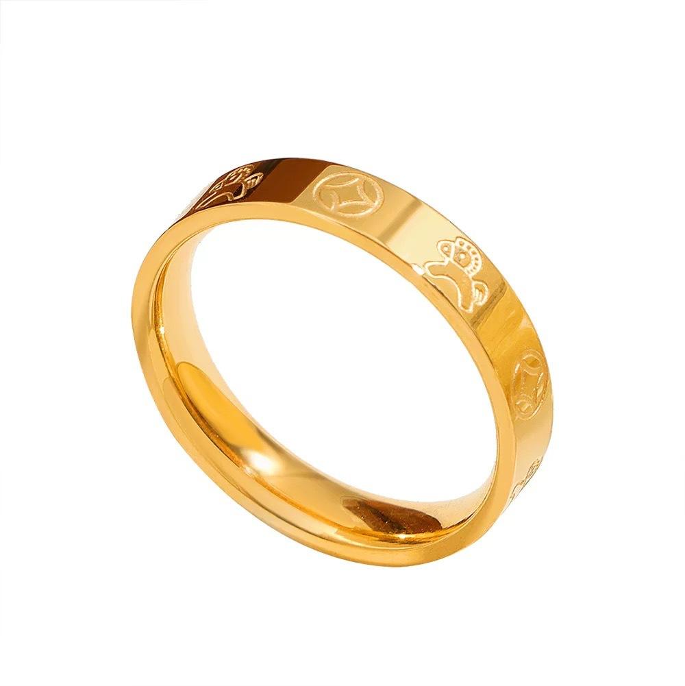 4mm Get Rich Soon Flower Closed Ring Women 24K Gold AU999 - Premium Gold Texture, Low-key Luxury Charm