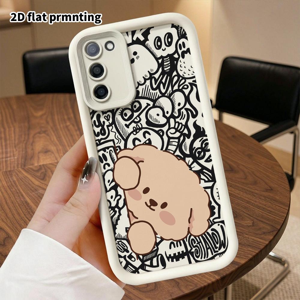 Phone Case: 2D Flat Samsung Galaxy A34 A35 M05 M06 S20 S22 S21 FE Plus 5G Protective Case, Light Pink Puppy, Christmas and Halloween Gift