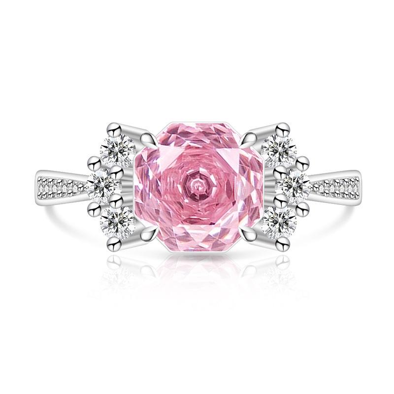 Light Sweet 925 Silver Rose Cut High Carbon Diamond Candy Design Sense Women's Ring Jewelry