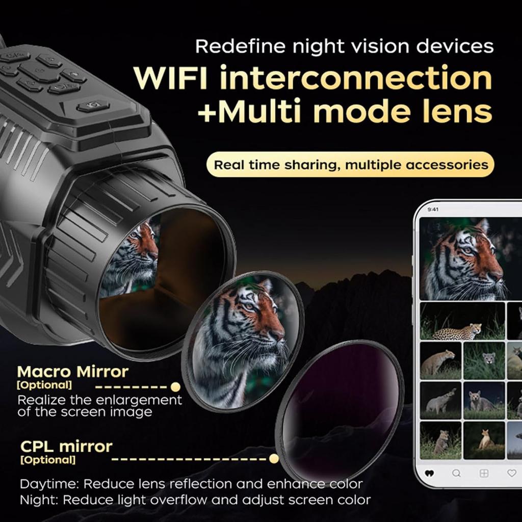 Thermal Imaging Monocular Digital Infrared Telescope, 64MP 28X Zoom, Captures Ultra Clear Videos In 4K and High Resolution with TOMSSHINE Macro