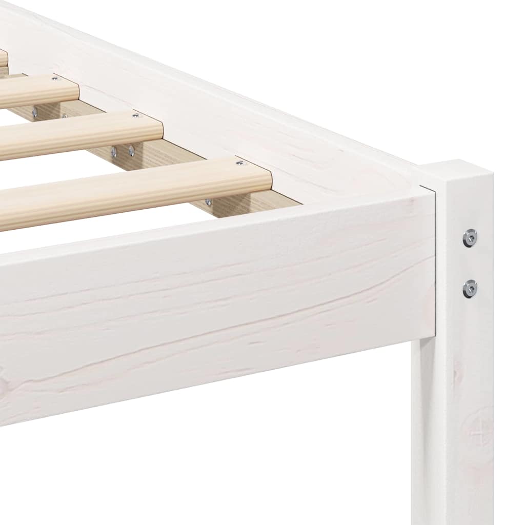 Bed Frame White 120 x 190 cm Solid Pine Wood