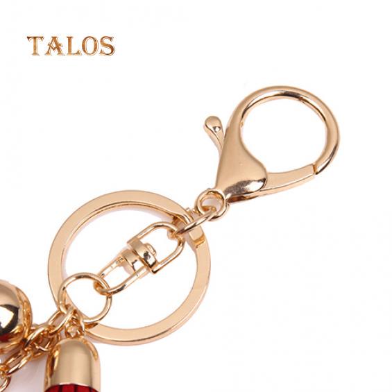 Women Romantic Key Chain Love Heart Shape Crystal Stone Tassels Bag Charms Keyring Trinket