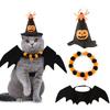Halloween Pet Clothing 3-piece Set Cosplay Cats Dogs Hat Bat Wings Collar Cute Pumpkin Spider Wear Costume Disguise Transformation Outfit Photo Shoot
