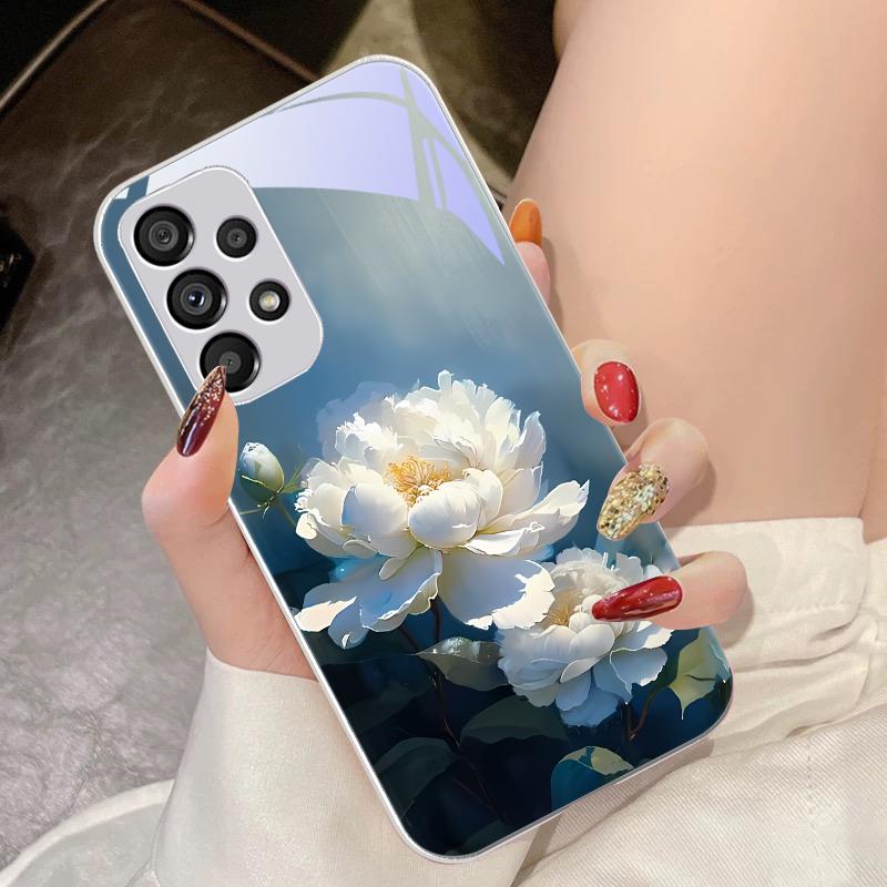 

Захисний чохол зі скла для Samsung Galaxy S10 4G S20 11E 30 S21 21Fe 22 Pro S23 Ultra 5G S8 S9 Чорнильна гірська камелія For Samsung S9