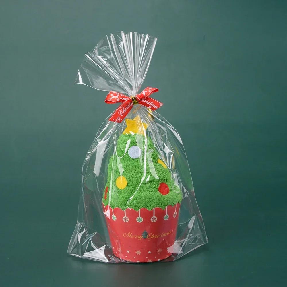 

1 шт. Рождественский торт в форме хлопкового полотенца снеговик ужин декор вышитое полотенце для дома елочные полотенца детские подарки 2024 Новый год 30x30cm