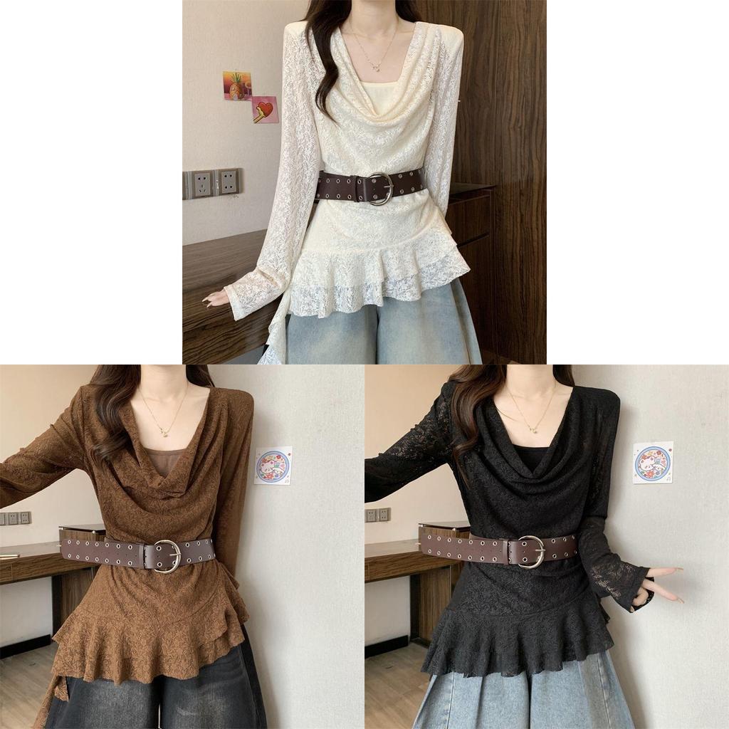 Private Style T Shirt With Lace And Asymmetrical Design For Spring