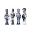 4Pcs Blue White Porcelain Style Wooden Nutcracker Soldier Figurines Vintage Gifts for Friends Home Living Room Decor