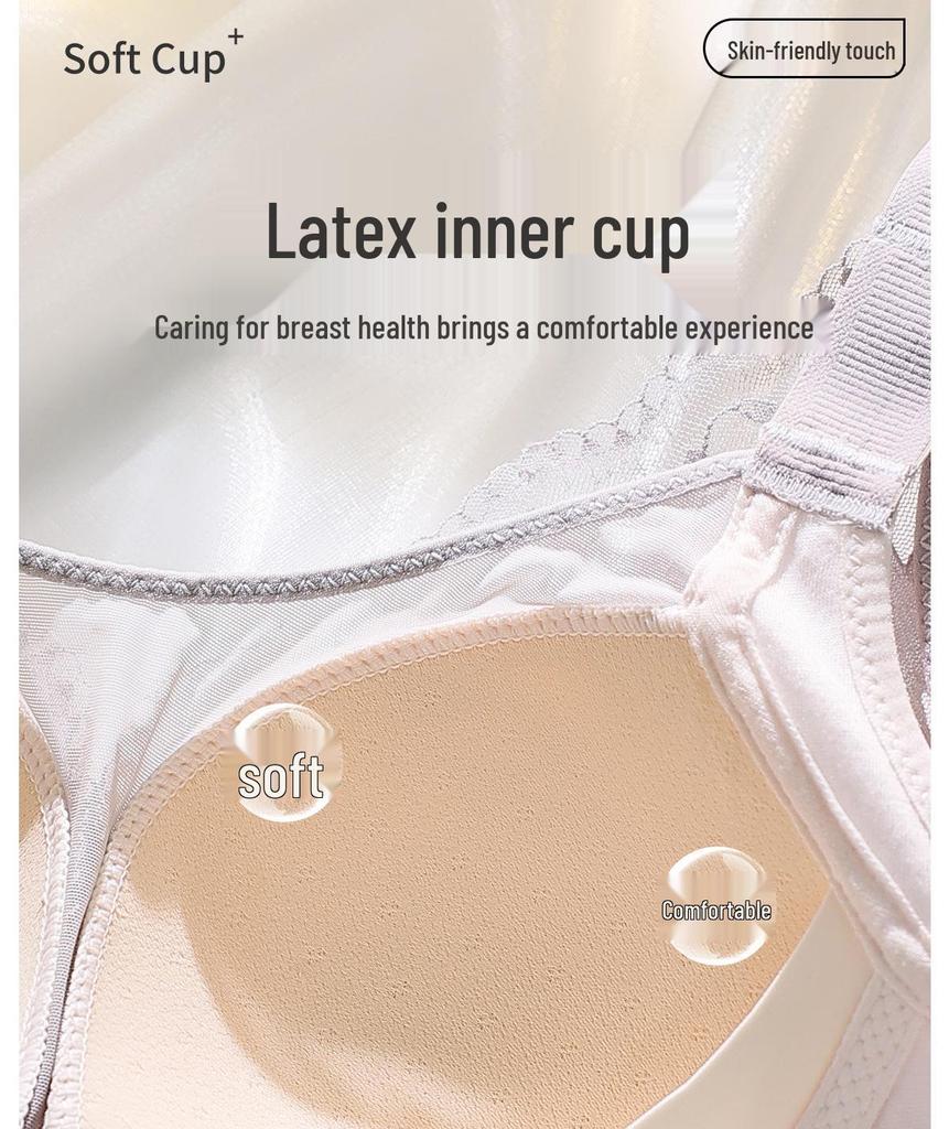 Adjustable Wire-Free Push-Up Lace Minimizer Bandeau Bra with Anti-Sagging Side Support