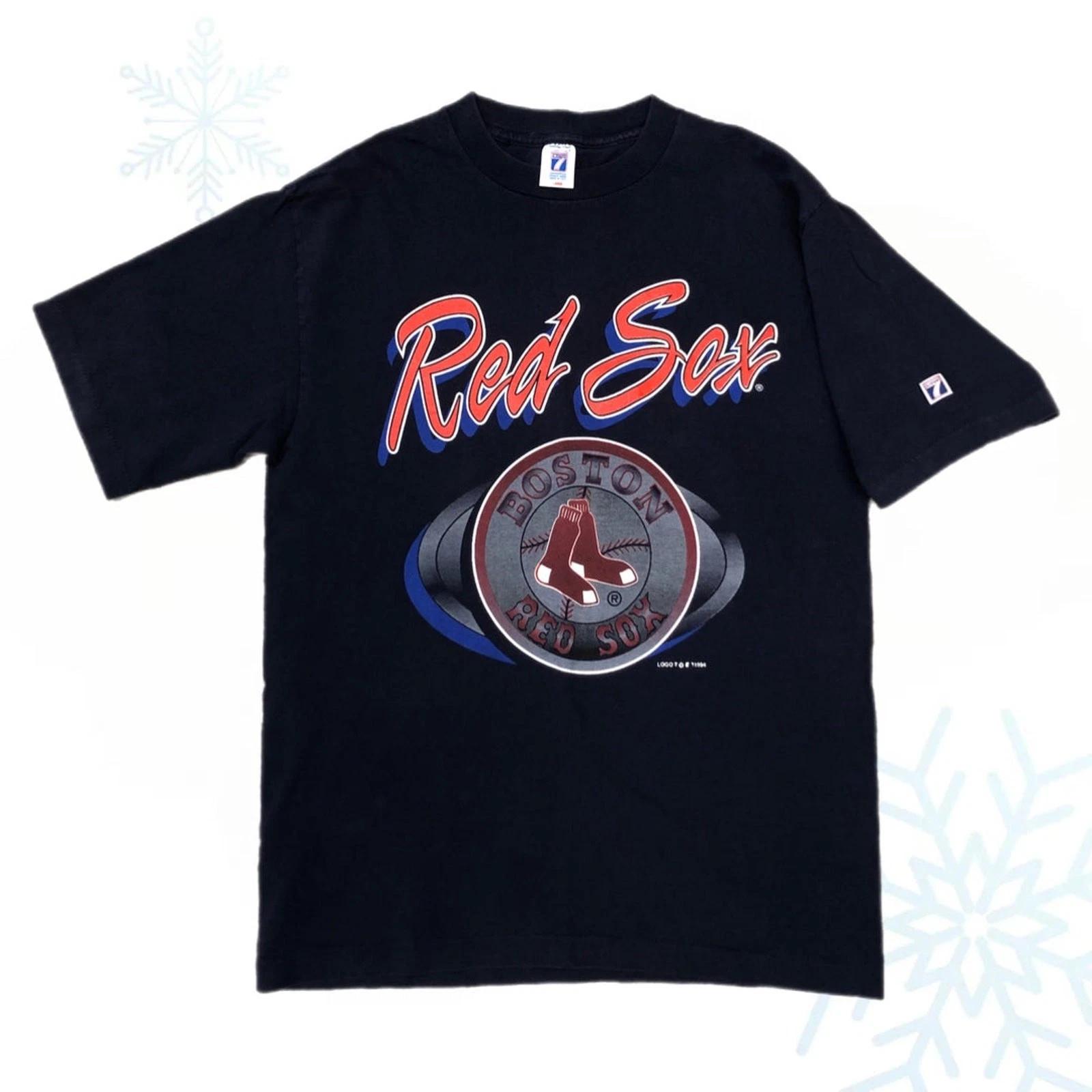 Vintage 90s MLB Boston Red Sox Baseball Logo 7 T-Shirt Large Navy M