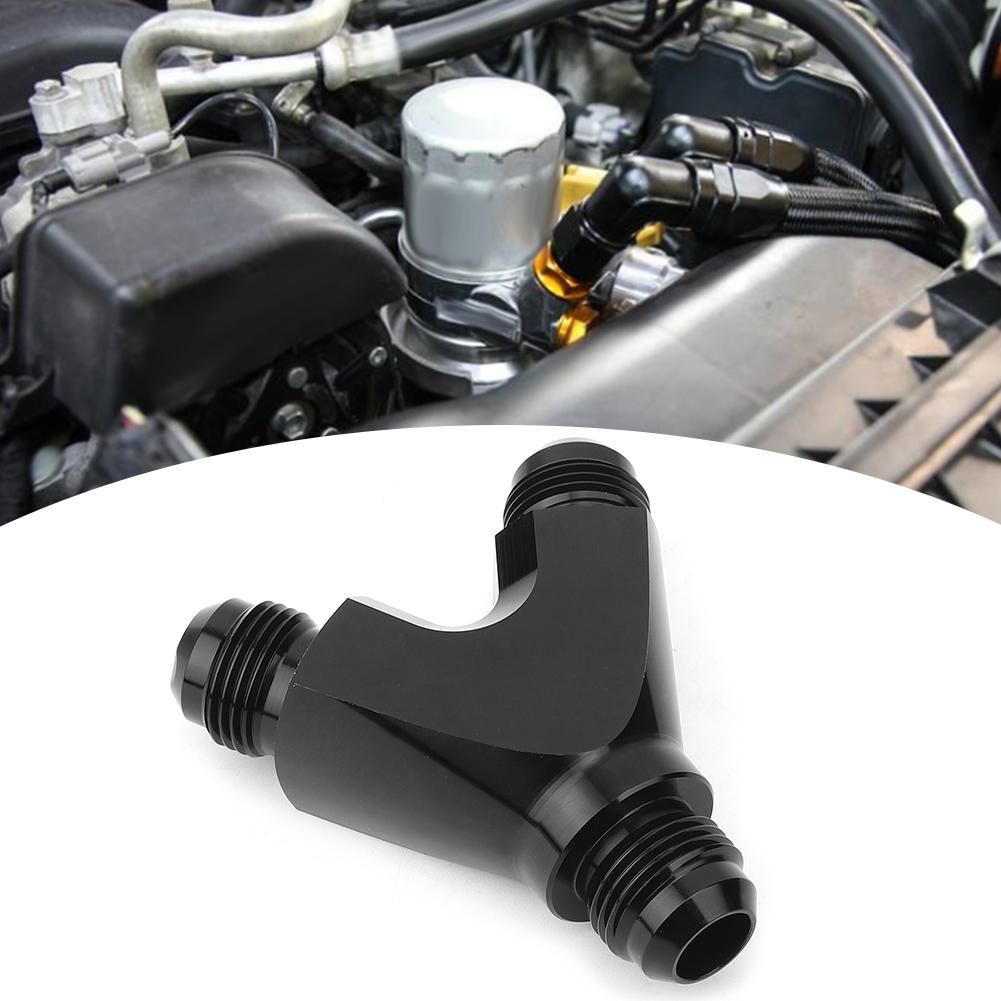 Aluminum Alloy 3Way Fitting Adapter Y Type AN10 10AN Male to 2X AN10 10AN Male Black