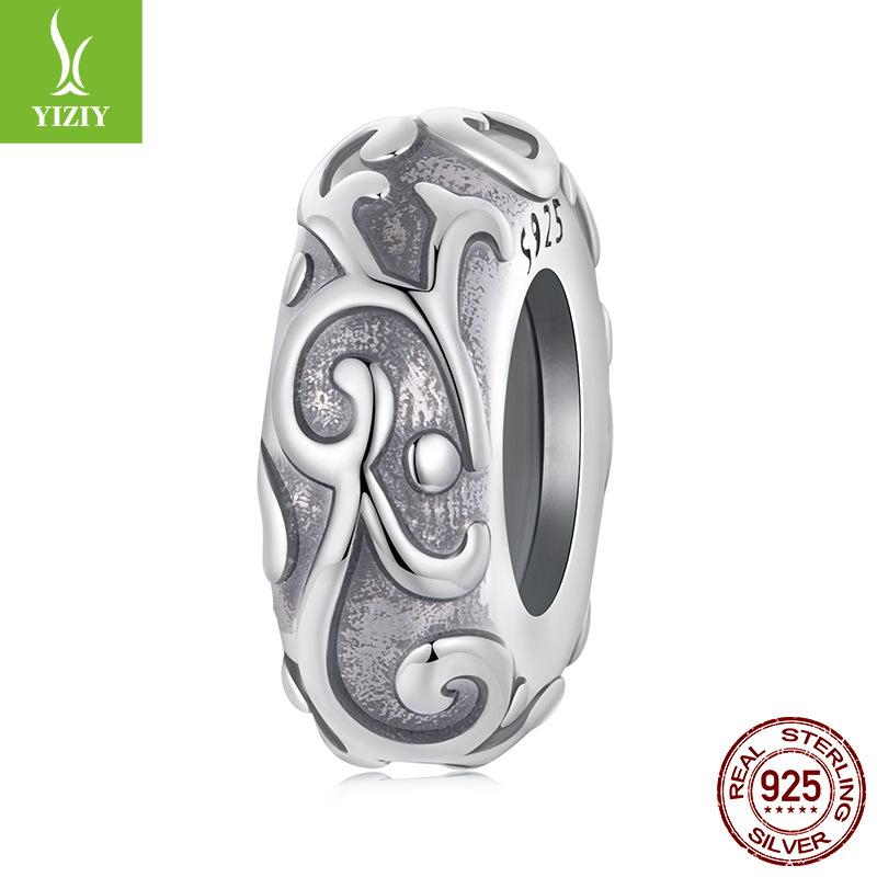 S925 Silver Silicone Positioning Bead Spacer Accessories, Personalized Retro Versatile Diy Bracelet Beads Loose Beads