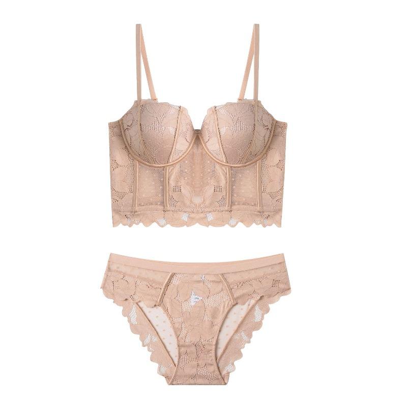 

Braced underwear set Women s big breasts show small thin women s summer adjustment type gathering vest bra shapewear top 85C
