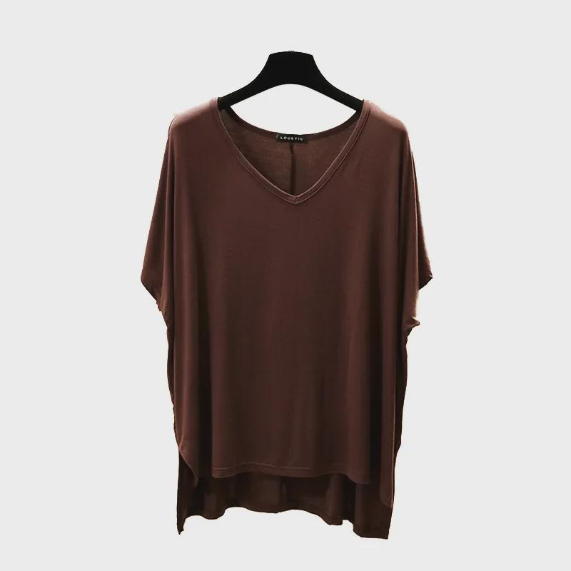 Korean Style V-Neck Cotton Batwing Sleeve Plus Size Casual T-Shirt