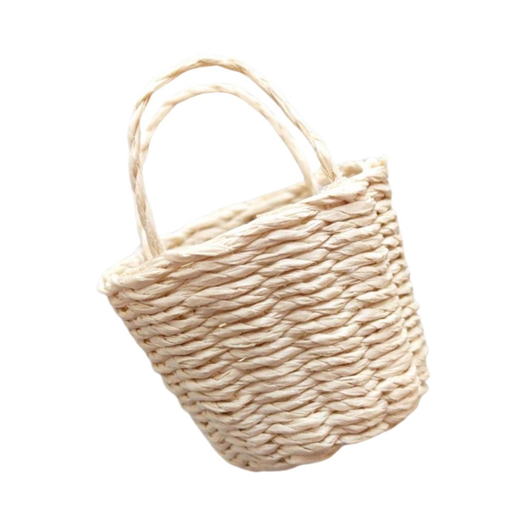 Miniature Dollhouse Woven Basket 1/12 Scale for Dollhouse Playset Wickerwork Handcrafted Wicker Punnet