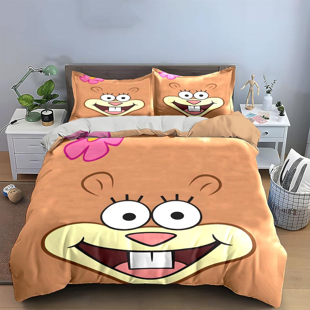 Smiling Squirrel Face Pattern. Bedding Sets Duvet Cover Sets Duvet Covers Pillowcases(1 * Duvet Cover 2 * Pillowcases, Without Duvet Insert)