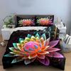 Colorful Lotus Artwork Decor Set Bedding Set with 1 Duvet Cover 2 Pillowcases Single Double King Queen, Gift
