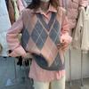 Sweater Vests Women  Autumn Winter  Basic Ladies Diamond Print Knitting Waistcoat