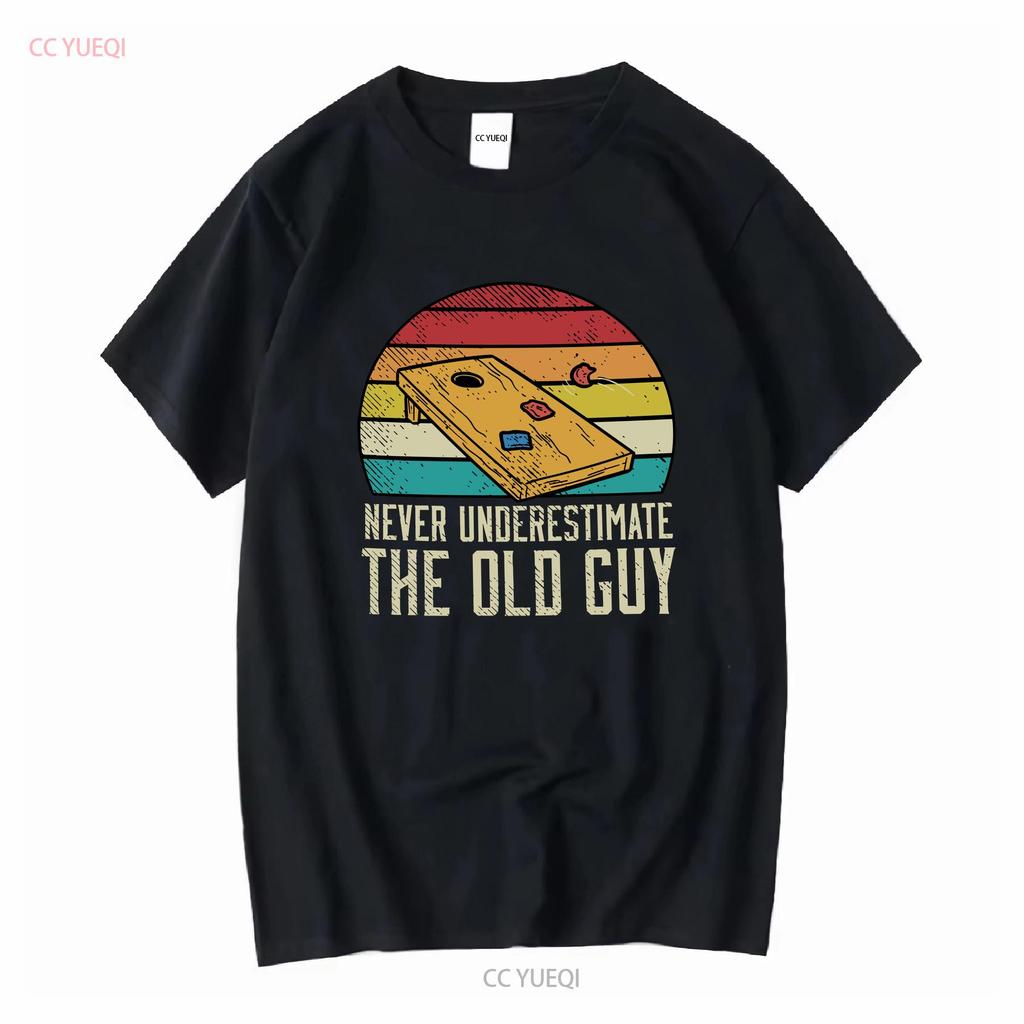 Cornhole T Shirt Corn Hole Team Player Old Guy long or short sleeves vintage Washed Comfortable Soft Unisex Casual