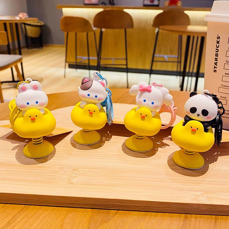 Adorable Panda Cartoon Keychain Silicone Key Ring Creative Car Accessory Gift