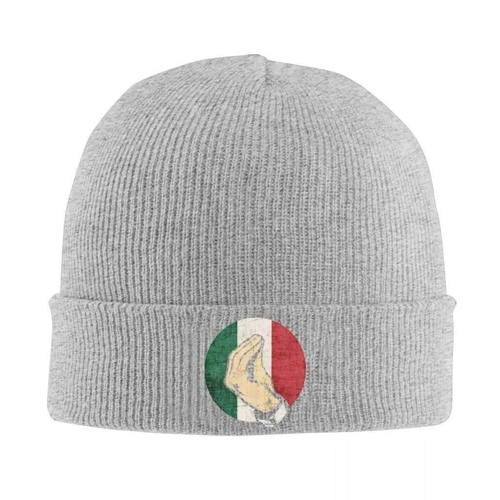 New Italian Hand Gesture Sing Language Knit Hat Beanies Autumn Winter Hats Warm Fashion Funny Italy Flag Vintage Caps For M