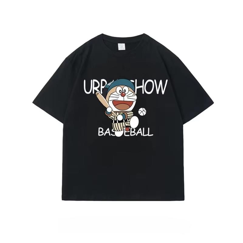 Unisex Doraemon Cute Baseball Sport Vintage Cool Graphic Oversized Streetwear Short Sleeve T-shirt