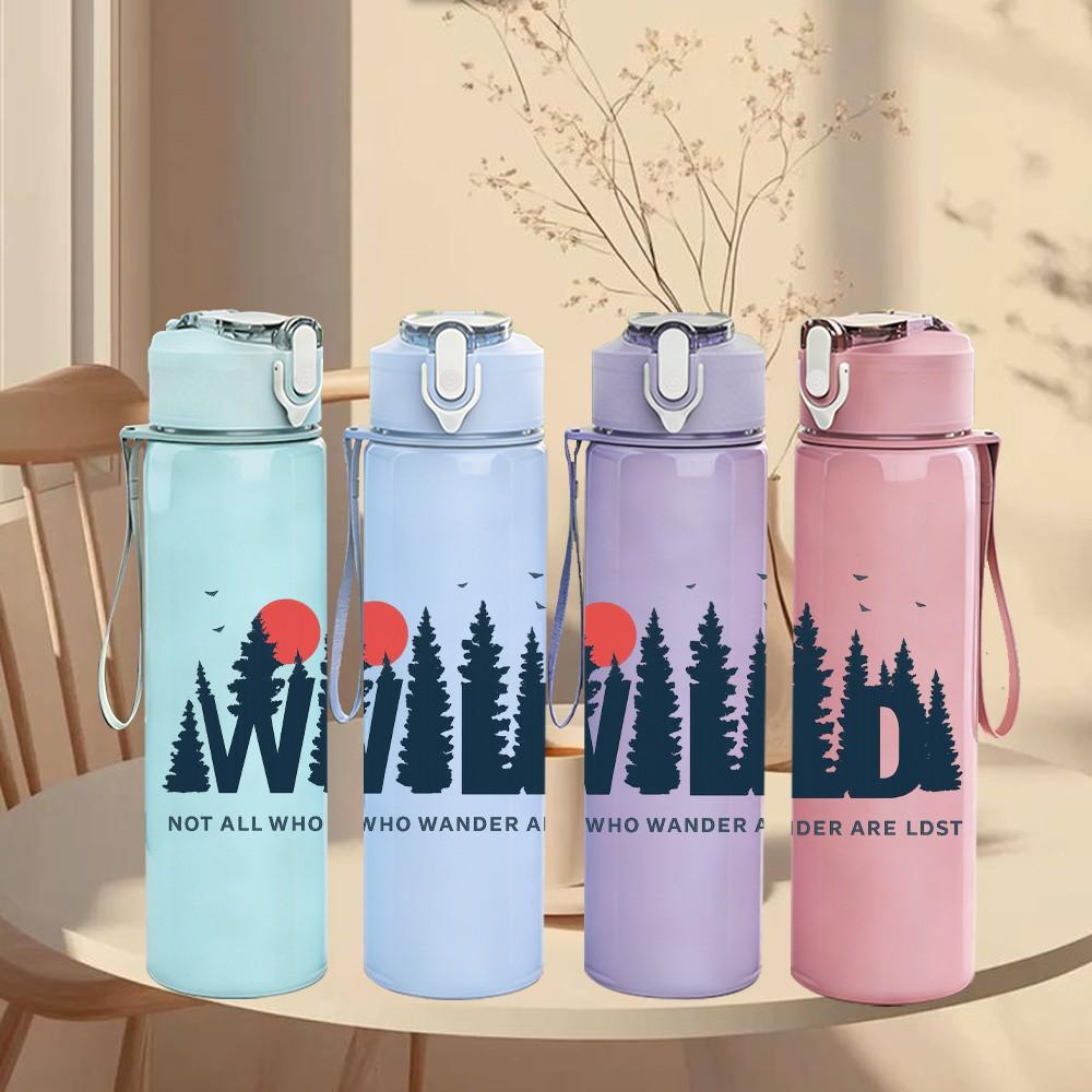 1PC Wild Mountain Pine Tree 750ml Color Plastic Sports Water Bottle Leakproof Flip Straw Lid Suitable for Sports Office Home Use
