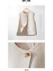 Women's 2025 Asymmetrical Gray Wool Vest - Round Neck, Button-Up, Sleeveless for Spring & Autumn Fashion