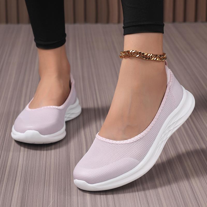 Old Beijing cloth shoes spring and autumn mesh breathable round mouth middle-aged and elderly casual walking shoes Chinese ancient flat shoes