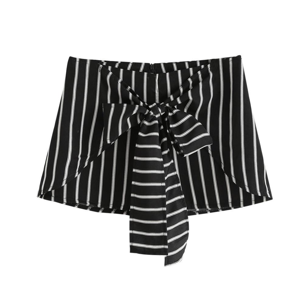 Women's High Waist Striped Shorts 