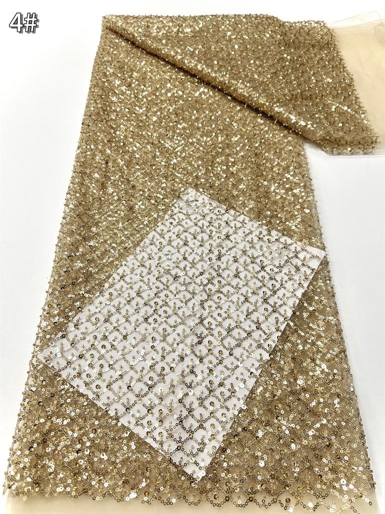 Sky Blue African Sequins Lace Fabric 2025 High Quality Lace Embroidery Nigerian Mesh Beads Fabric French For Wedding Party Dress