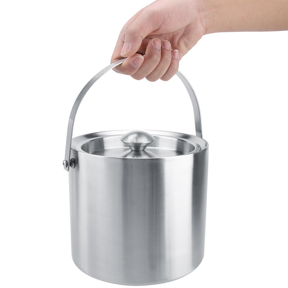 Stainless Steel Double Walled Ice Bucket with Cover for Wedding Parties (3L)
