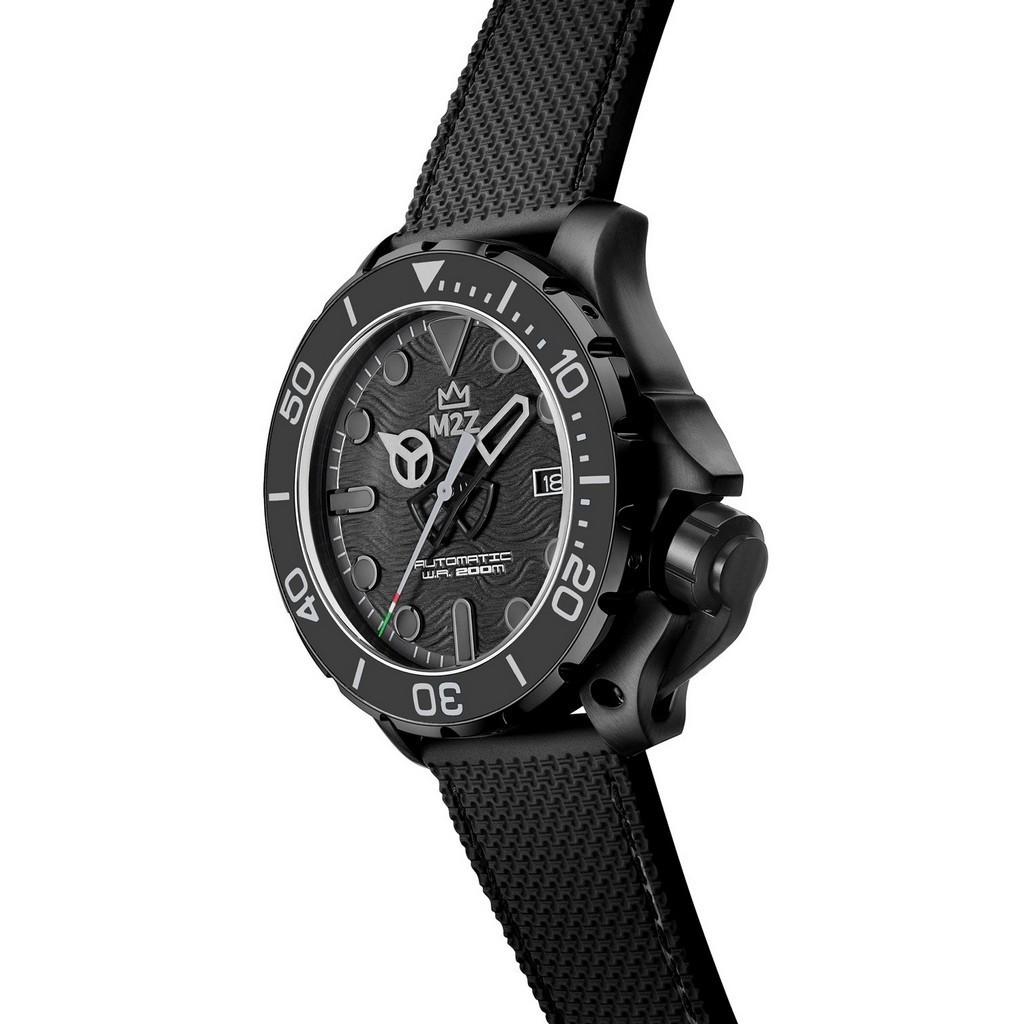 M2Z Diver 200 Saphirglas Schwarzes Armband Schwarzes Zifferblatt Automatik Taucheruhr 200-009 200M Herrenuhr