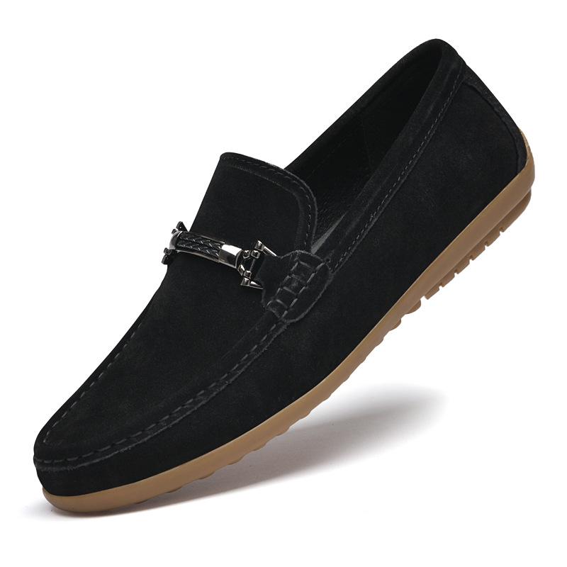 Men s Plus Size Genuine Leather Suede Loafers - British Style Slip-On Casual Shoes 39