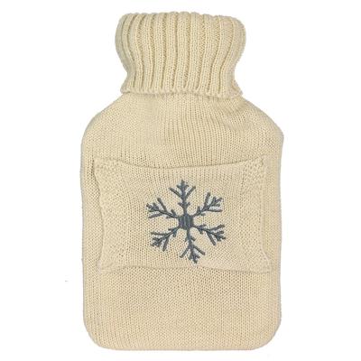 [Q4403] - Designer Hot Water Bottle 'Tricot' Beige (snowflake) - 26x16. 5x4. 5 (1L)
