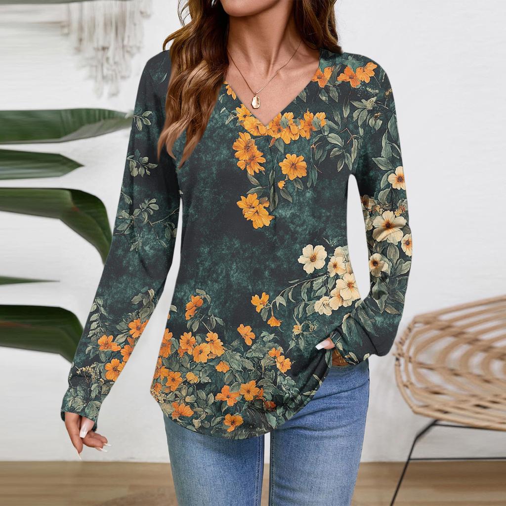 Women Long Sleeve Tops Dressy Casual V Neck Tshirts Basics Tee Vacation Fall Fashion Clothes