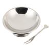 Ice Cream Bowl Stainless Steel Dessert Cup Metal Pudding Salad Serving Bowls with Fork for Home Kitchen Short Large 11CM