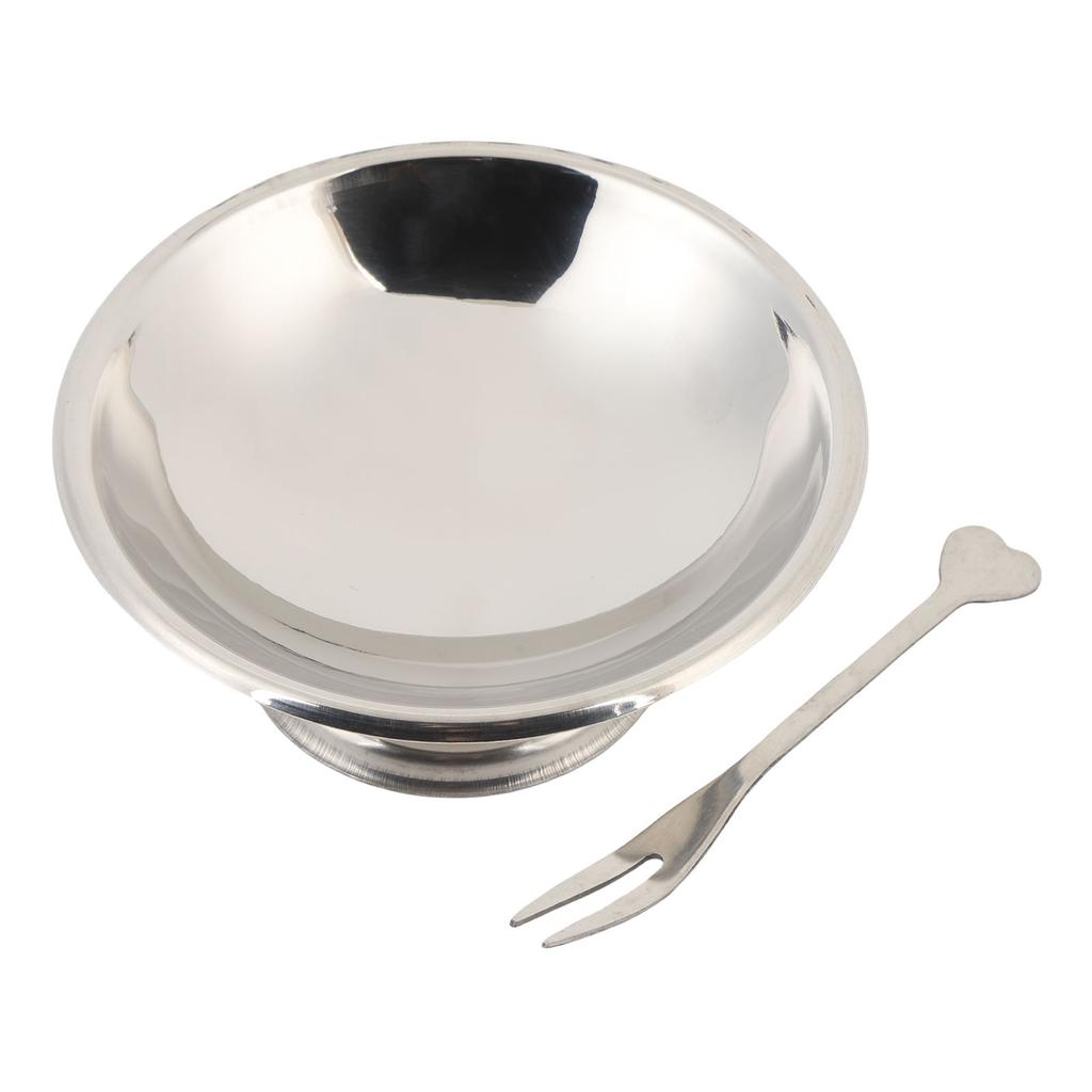 Eisbecher Edelstahl Dessertschale Metall Pudding Salat Servierschalen mit Gabel für Zuhause Küche Kurz Groß 11CM