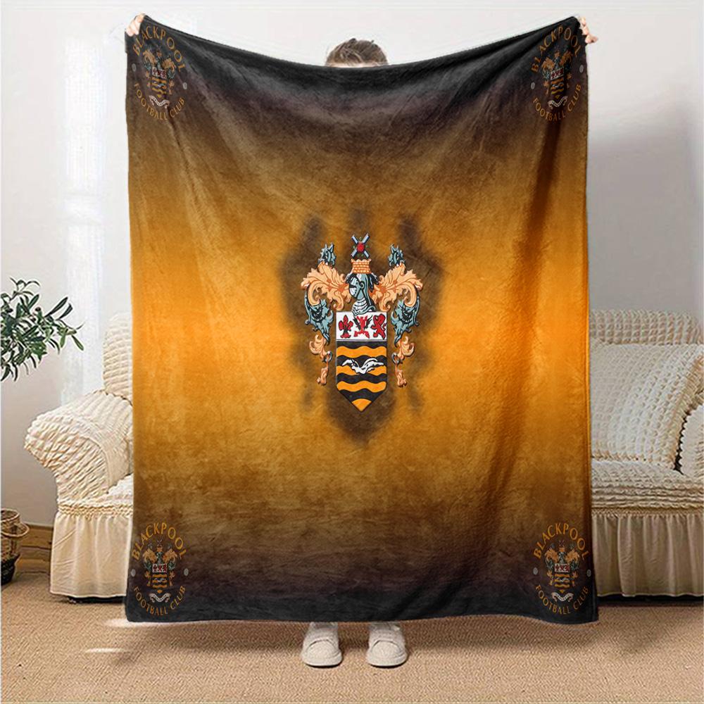 Coperta in Flanella con Stemma del Blackpool Football Club, Poliestere Morbido, Design Moderno, Per Tutte le Stagioni per Campeggio, Viaggi, Regali per le Feste o Compleanni