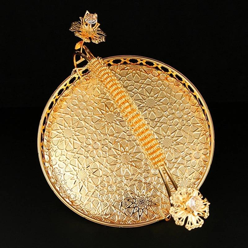 Golden European Vintage Fruit Plate, High-End Round, Hotel Fruit Basket, Cake Plate Ornaments, Living Room Multi-Purpose Fashion