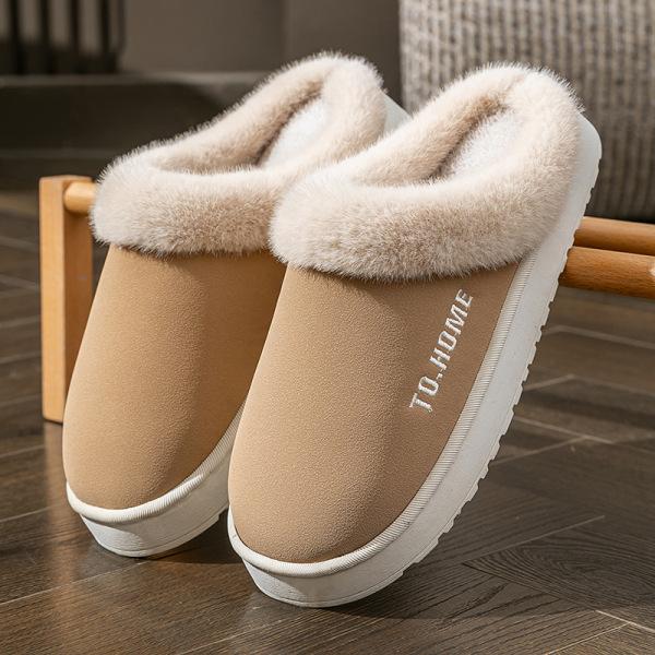 Thickened Cotton Slippers for Stepping On Shit, Indoor Home Use In Autumn and Winter, Warm and Velvet Dormitory Wedding Slippers