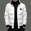 2025 Men's Shiny Stand Collar Down Jacket - Thick, Warm Workwear with Badge