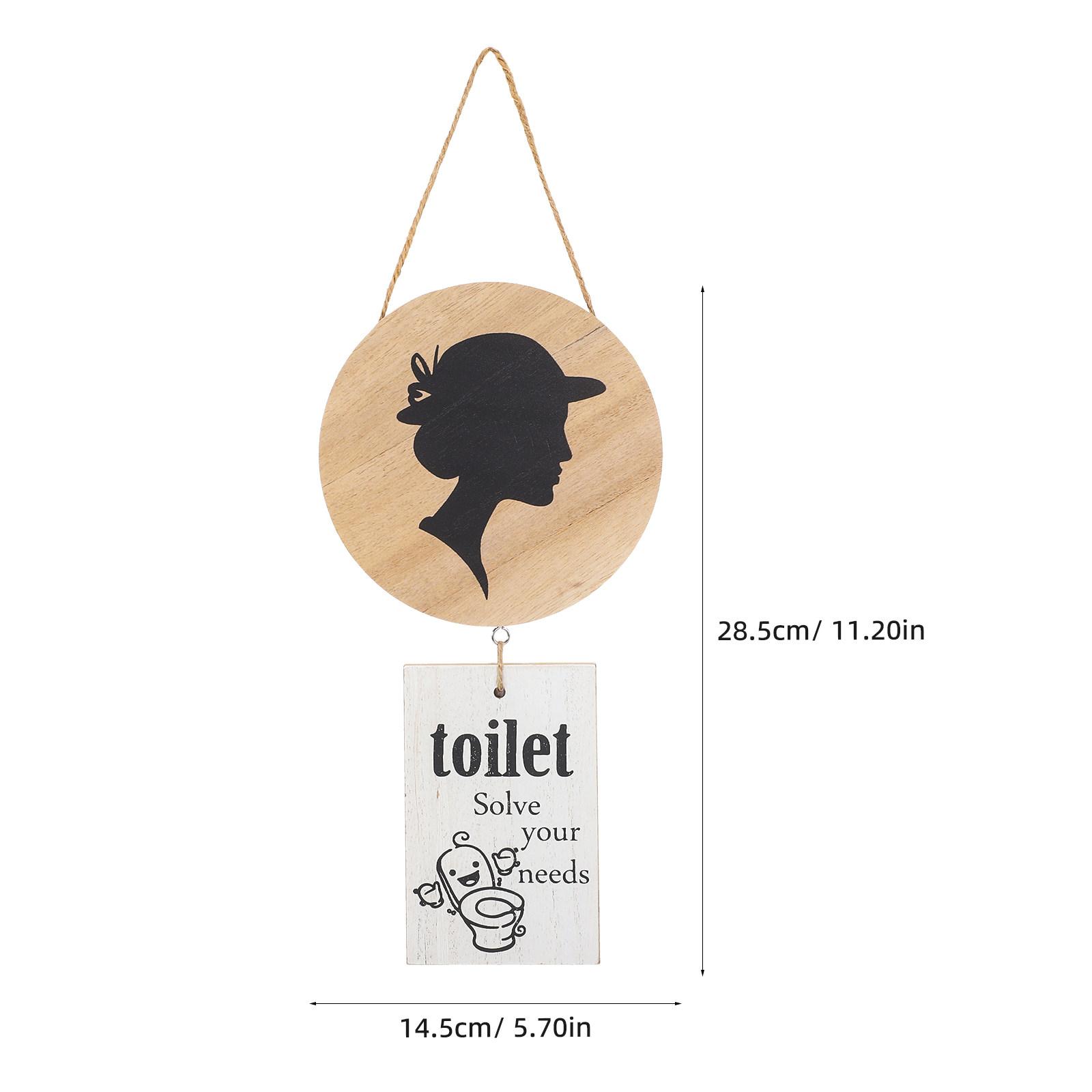 

Wooden Toilet Sign for Women - Natural Wood Restroom Signage with Hd Printing Easy Mount Washroom Door Marker for Office Hotel