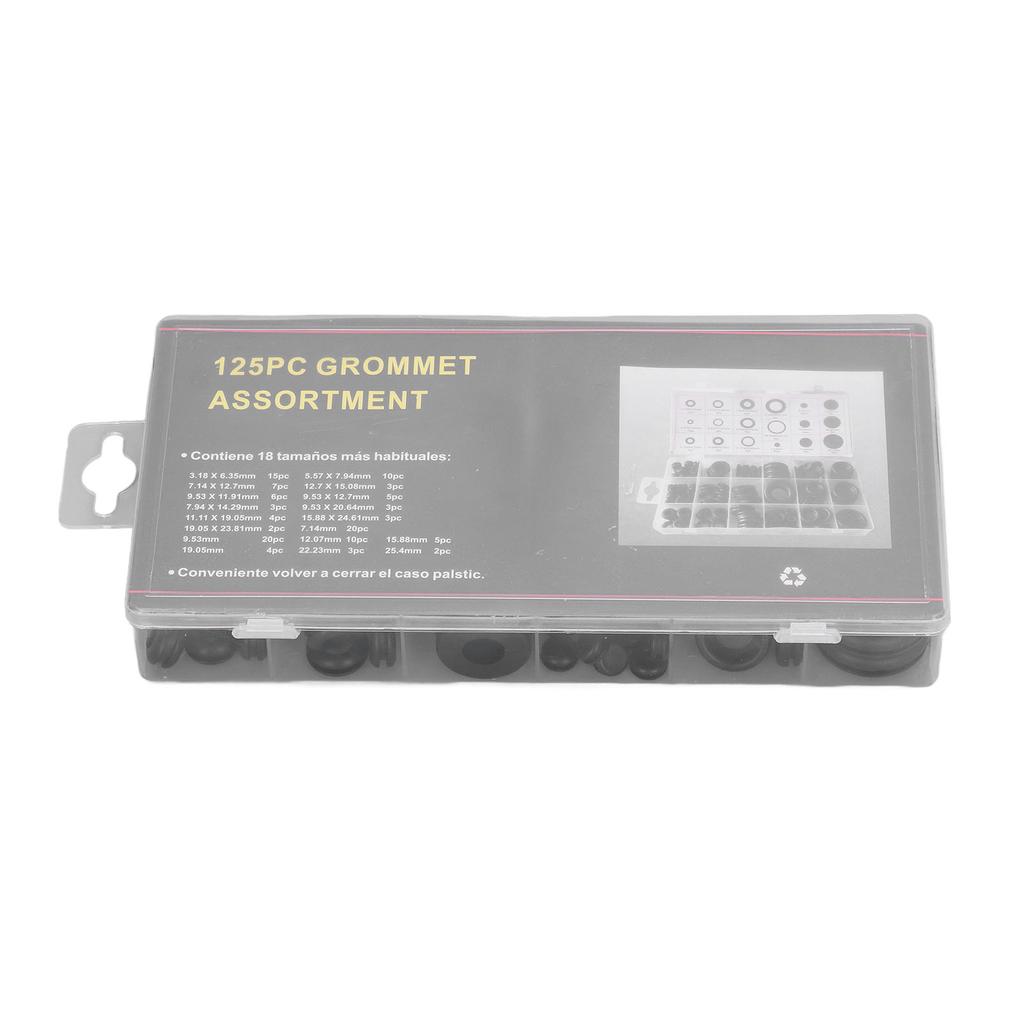 125 Stück Tüllen-Sortiment Gummi Dichtungsöse Ring Dichtung Kombinationsset für Automobil