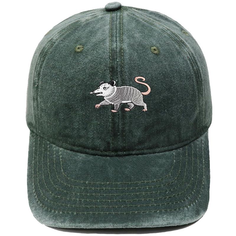 New cartoon possum embroidered baseball cap washed retro dad hat personalized men's and women's leisure sports hat