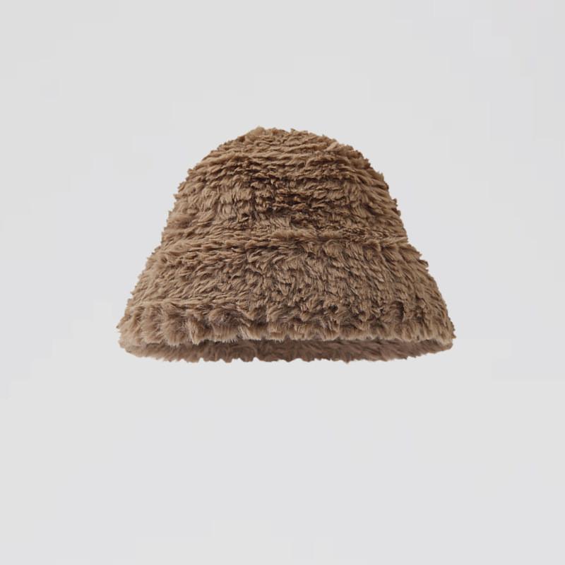 Women's Plush Bucket Hat Winter New Fashion Thickened Face-lifting Warm Ear-protecting Casual Simple Fisherman Hat