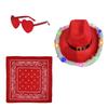 Bride Cowboy Hat, Sunglasses and Kerchief Set for Bride Christmas Photo Props Halloween Role Play New Year Party