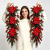 Christmas Decorative Garlands Selected Artificial Poinsettias, Red Berries, and Pine/Cypress Branches Feature Rich Colors and Natural Shapes
