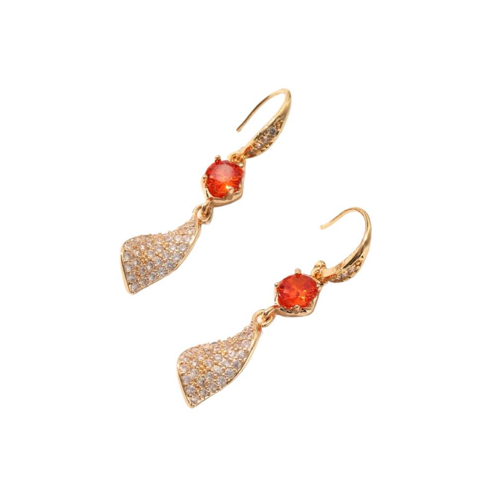 1 Pair Fashion Leaves Dangle Earrings for Women Cubic Zirconia Earring Jewelry Wedding Party Accessories