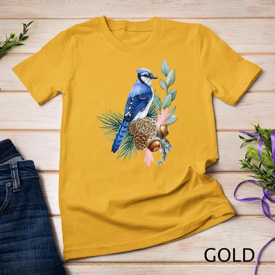 Blue Jay Bird Funny Cute Birds Animal Lover Graphic Unisex T-shirt 5 M